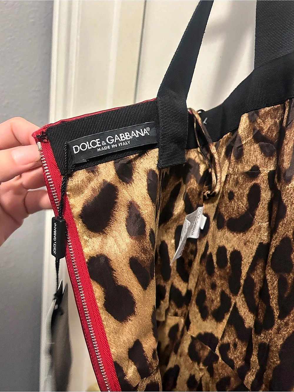 Dolce & Gabbana Leopard Print Midi Dress Red US 2 NWT - Picture 6 of 6